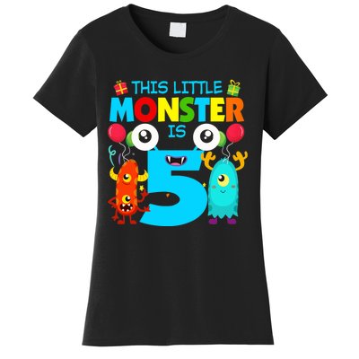 5 Year Old Gifts This Little Monster Is 5th Birthday Boy Women's T-Shirt