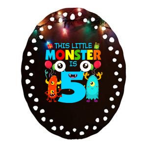 5 Year Old Gifts This Little Monster Is 5th Birthday Boy Ceramic Oval Ornament