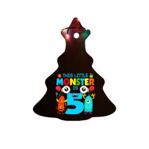 5 Year Old Gifts This Little Monster Is 5th Birthday Boy Ceramic Tree Ornament