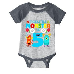 5 Year Old Gifts This Little Monster Is 5th Birthday Boy Infant Baby Jersey Bodysuit