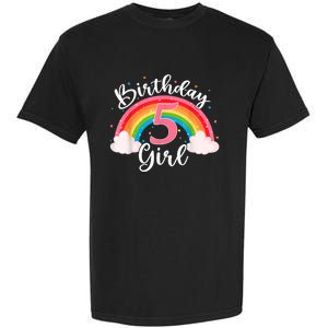 5 Years Old Birthday Girl Rainbow For Girls 5th Birthday Garment-Dyed Heavyweight T-Shirt