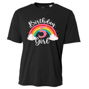 5 Years Old Birthday Girl Rainbow For Girls 5th Birthday Cooling Performance Crew T-Shirt