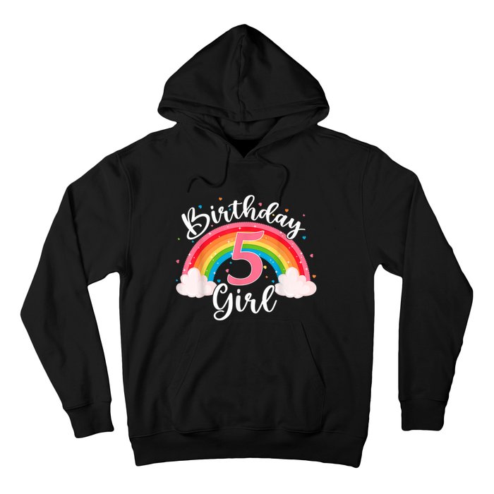 5 Years Old Birthday Girl Rainbow For Girls 5th Birthday Hoodie