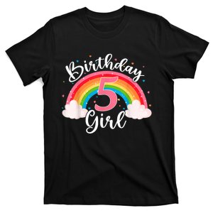 5 Years Old Birthday Girl Rainbow For Girls 5th Birthday T-Shirt