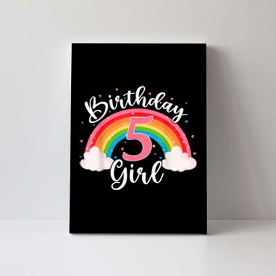 5 Years Old Birthday Girl Rainbow For Girls 5th Birthday Canvas