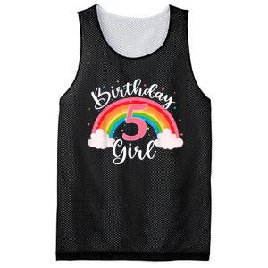 5 Years Old Birthday Girl Rainbow For Girls 5th Birthday Mesh Reversible Basketball Jersey Tank