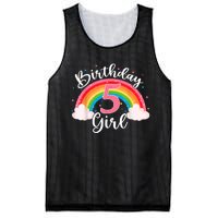 5 Years Old Birthday Girl Rainbow For Girls 5th Birthday Mesh Reversible Basketball Jersey Tank