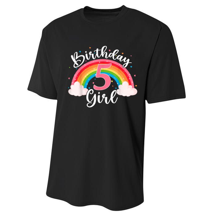 5 Years Old Birthday Girl Rainbow For Girls 5th Birthday Performance Sprint T-Shirt