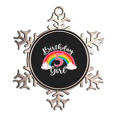 5 Years Old Birthday Girl Rainbow For Girls 5th Birthday Metallic Star Ornament