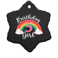 5 Years Old Birthday Girl Rainbow For Girls 5th Birthday Ceramic Star Ornament