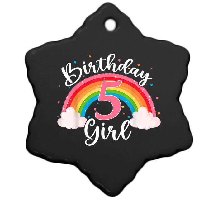 5 Years Old Birthday Girl Rainbow For Girls 5th Birthday Ceramic Star Ornament