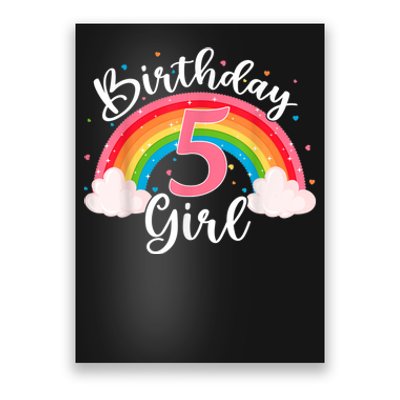 5 Years Old Birthday Girl Rainbow For Girls 5th Birthday Poster