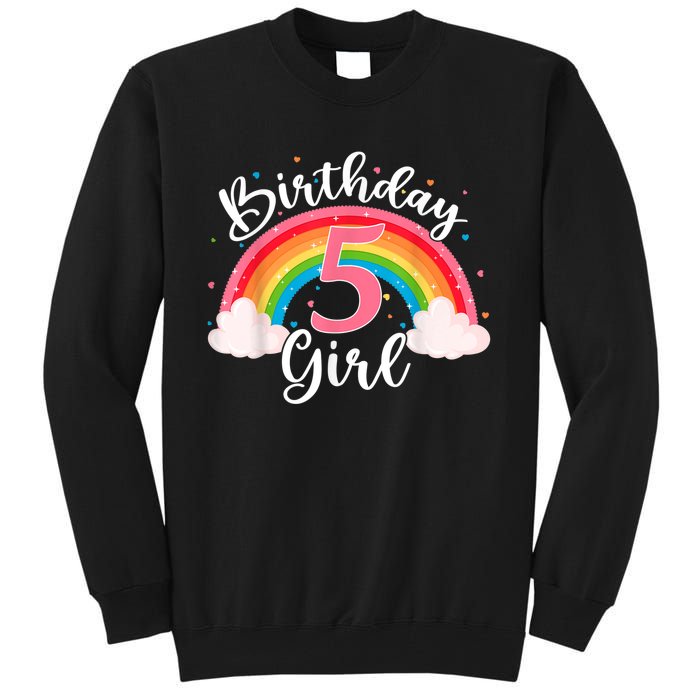 5 Years Old Birthday Girl Rainbow For Girls 5th Birthday Tall Sweatshirt