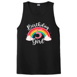 5 Years Old Birthday Girl Rainbow For Girls 5th Birthday PosiCharge Competitor Tank