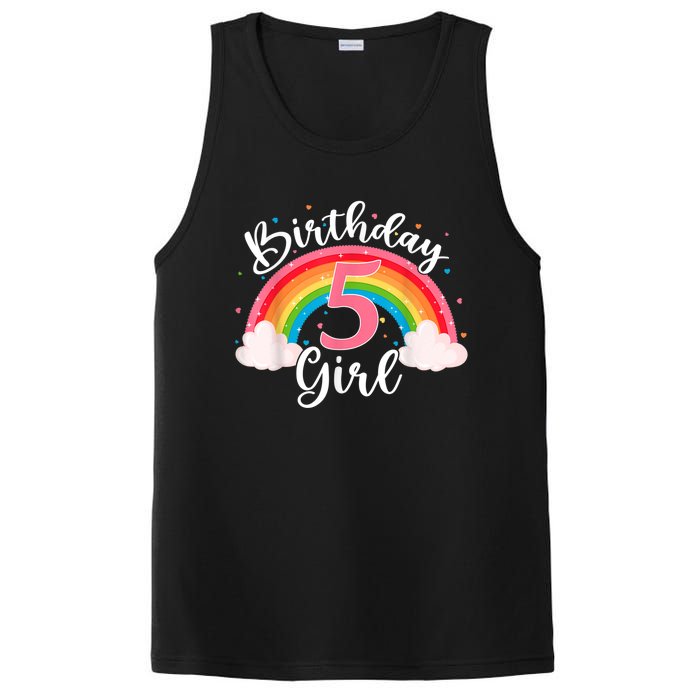 5 Years Old Birthday Girl Rainbow For Girls 5th Birthday PosiCharge Competitor Tank