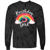 5 Years Old Birthday Girl Rainbow For Girls 5th Birthday Tie-Dye Long Sleeve Shirt