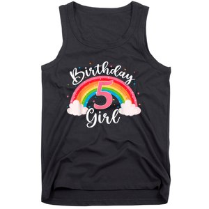 5 Years Old Birthday Girl Rainbow For Girls 5th Birthday Tank Top