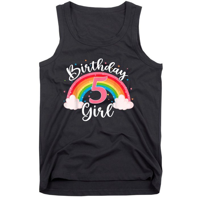 5 Years Old Birthday Girl Rainbow For Girls 5th Birthday Tank Top