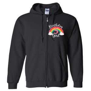 5 Years Old Birthday Girl Rainbow For Girls 5th Birthday Full Zip Hoodie