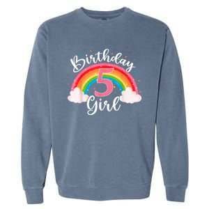 5 Years Old Birthday Girl Rainbow For Girls 5th Birthday Garment-Dyed Sweatshirt