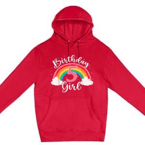 5 Years Old Birthday Girl Rainbow For Girls 5th Birthday Premium Pullover Hoodie