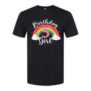 5 Years Old Birthday Girl Rainbow For Girls 5th Birthday Softstyle CVC T-Shirt