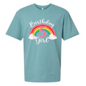 5 Years Old Birthday Girl Rainbow For Girls 5th Birthday Sueded Cloud Jersey T-Shirt