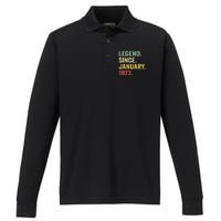 50 Year Old Gift Legend Since January 1973 50th Birthday Performance Long Sleeve Polo