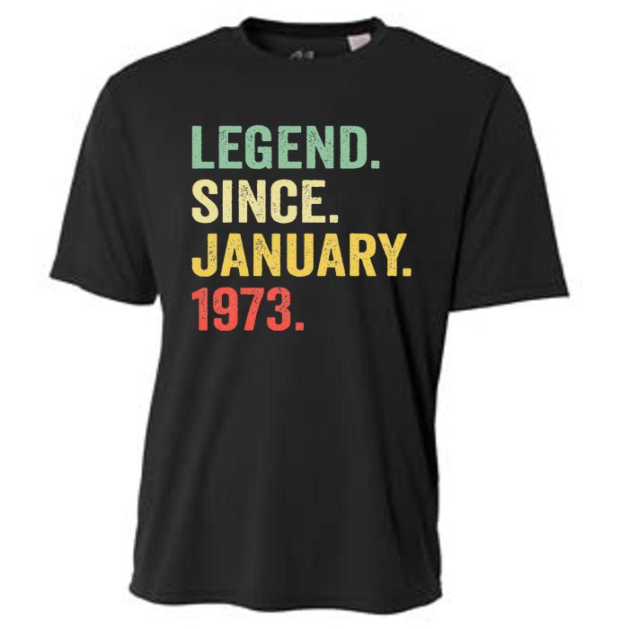 50 Year Old Gift Legend Since January 1973 50th Birthday Cooling Performance Crew T-Shirt