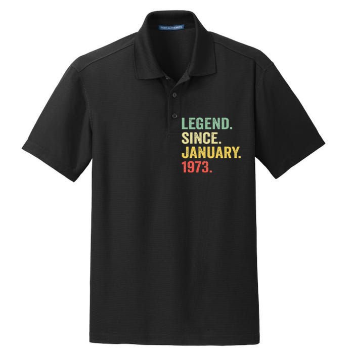 50 Year Old Gift Legend Since January 1973 50th Birthday Dry Zone Grid Polo