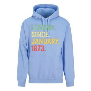 50 Year Old Gift Legend Since January 1973 50th Birthday Unisex Surf Hoodie