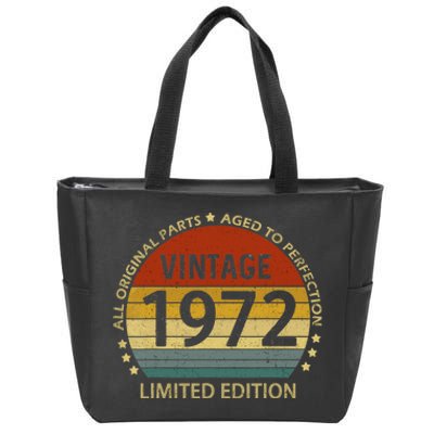 50 Year Old Gifts Vintage 1972 Limited Edition 50th Birthday Zip Tote Bag