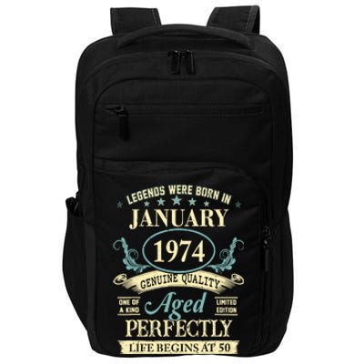 50 Yrs Old 50th Birthday Gift Legends Born In January 1974 Impact Tech Backpack