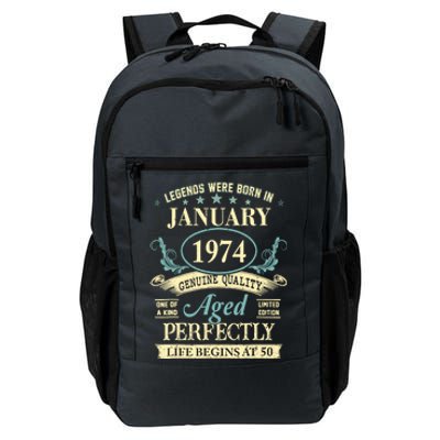 50 Yrs Old 50th Birthday Gift Legends Born In January 1974 Daily Commute Backpack