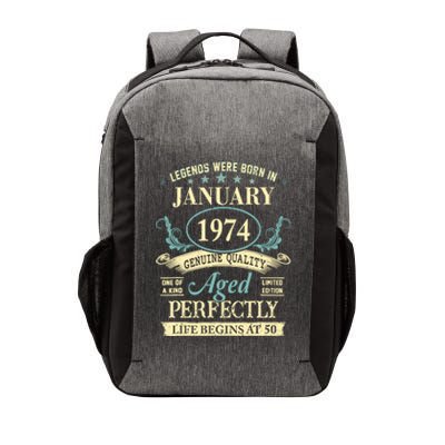 50 Yrs Old 50th Birthday Gift Legends Born In January 1974 Vector Backpack