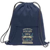 50 Yrs Old 50th Birthday Gift Legends Born In January 1974 Sweatshirt Cinch Pack Bag