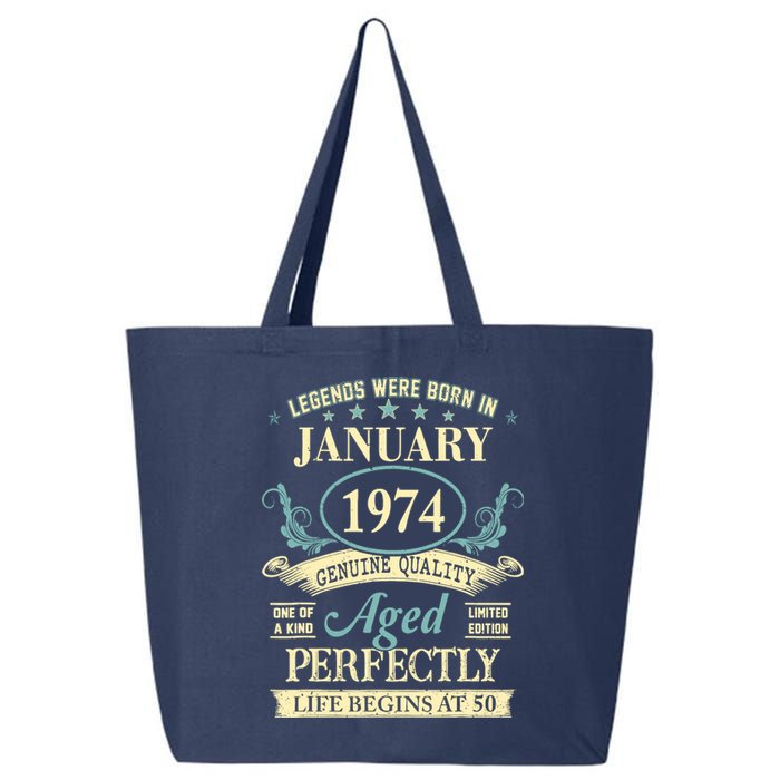 50 Yrs Old 50th Birthday Gift Legends Born In January 1974 25L Jumbo Tote