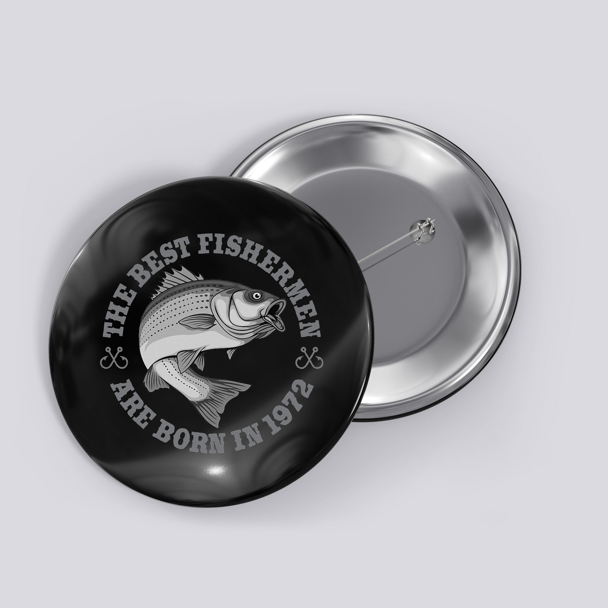 51 Year Old Fisherman Fishing 1972 51st Birthday Button