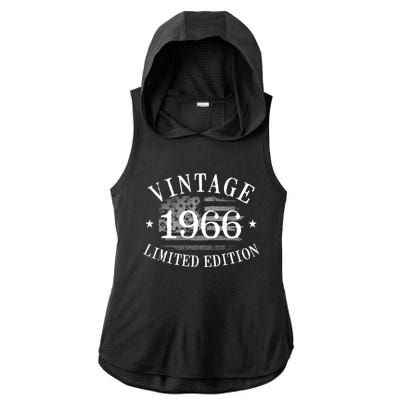 56 Years Old Vintage 1966 US Flag 56th Birthday Ladies PosiCharge Tri-Blend Wicking Draft Hoodie Tank