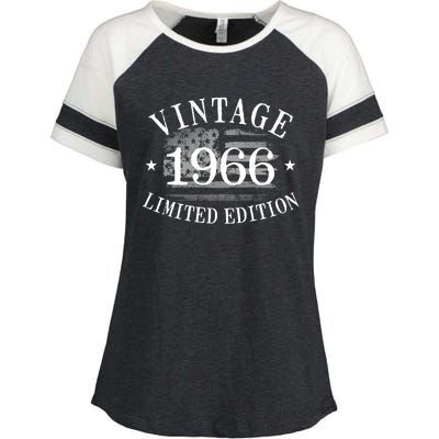 56 Years Old Vintage 1966 US Flag 56th Birthday Enza Ladies Jersey Colorblock Tee