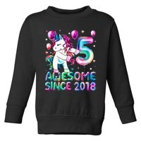 5 Years Old Unicorn Flossing 5th Birthday Girl Unicorn Party Toddler Sweatshirt