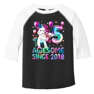 5 Years Old Unicorn Flossing 5th Birthday Girl Unicorn Party Toddler Fine Jersey T-Shirt