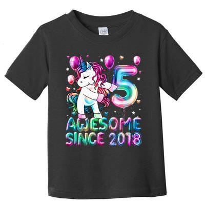 5 Years Old Unicorn Flossing 5th Birthday Girl Unicorn Party Toddler T-Shirt