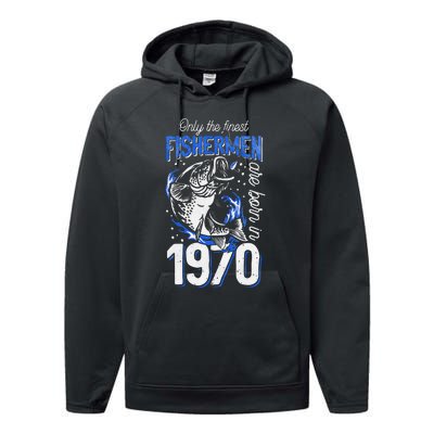 51 Years Old Fishing Fisherman 1970 51st Birthday Performance Fleece Hoodie