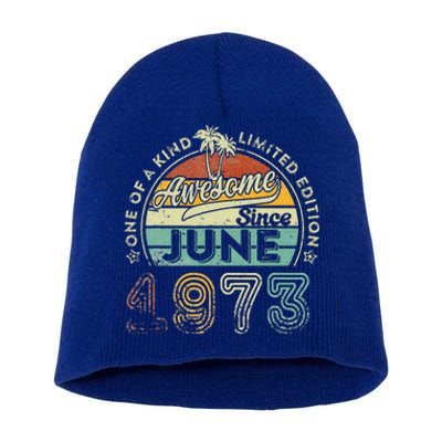 50 Year Old Awesome Since June 1973 50th Birthday Short Acrylic Beanie