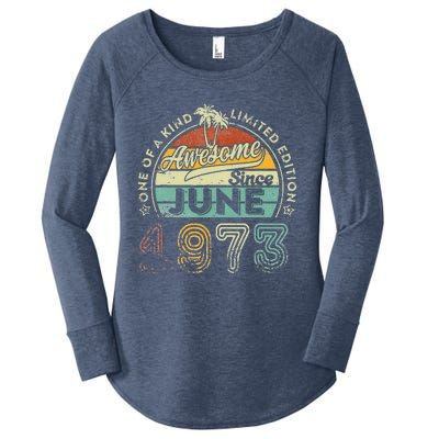 50 Year Old Awesome Since June 1973 50th Birthday Women's Perfect Tri Tunic Long Sleeve Shirt