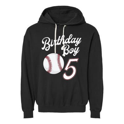 5 Years Old Baseball Themed 5th Birthday Party Sports Garment-Dyed Fleece Hoodie