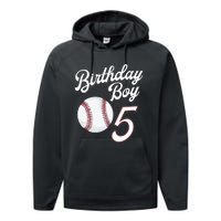 5 Years Old Baseball Themed 5th Birthday Party Sports Performance Fleece Hoodie