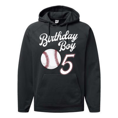 5 Years Old Baseball Themed 5th Birthday Party Sports Performance Fleece Hoodie