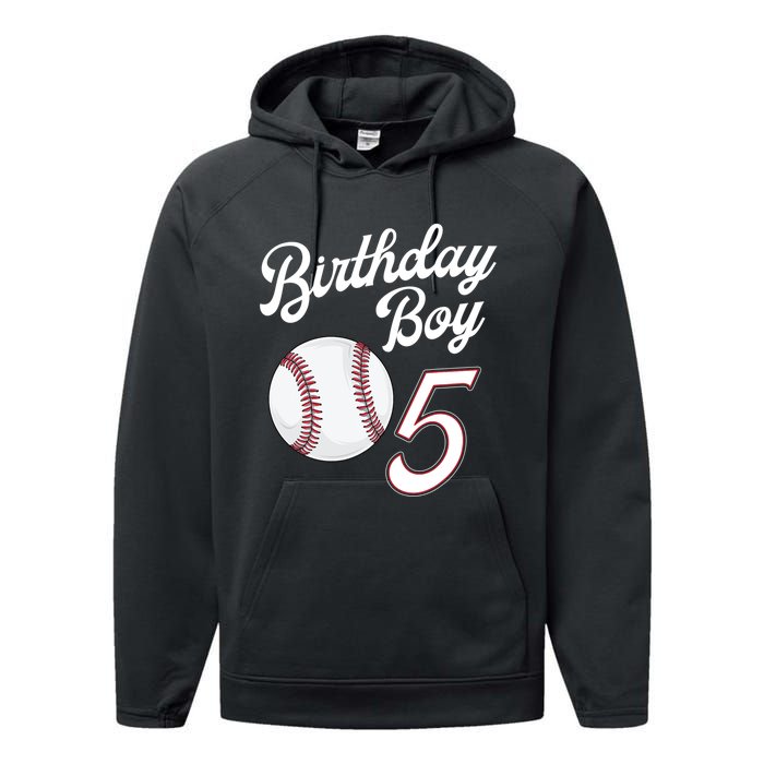 5 Years Old Baseball Themed 5th Birthday Party Sports Performance Fleece Hoodie